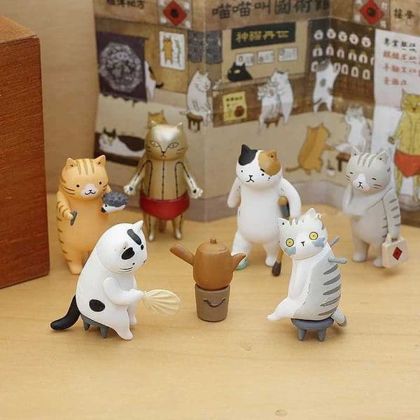 Cat Traditional Chinese Medicine Acupuncture Martial Arts Hall Blind Box Healing Emotional Mini Action Figure Birthday Gifts C260514