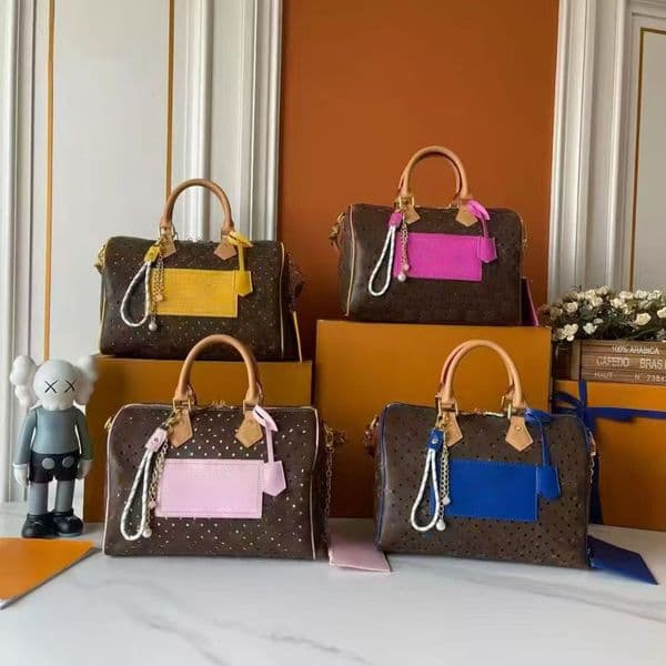 Designer Perforated Tote Bag Neon Wave Label Pillow Bag Handbag Luxury Woman Canvas Leather Trims Shoulder Bag Crossbody Bag Travel Bag Purse High Quality M29143
