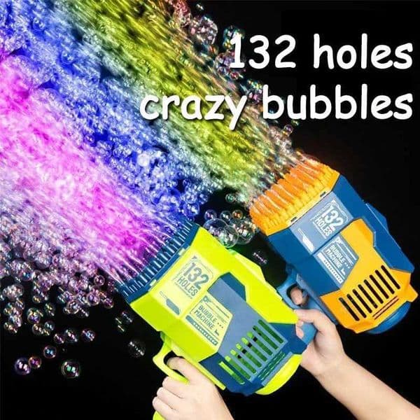 132 Holes Bubble Gun Rocket Bubbles Machine Gun Shape Automatic Bazooka Bubble Blower with Light Summer Toys for Children Gift L260514SF9M