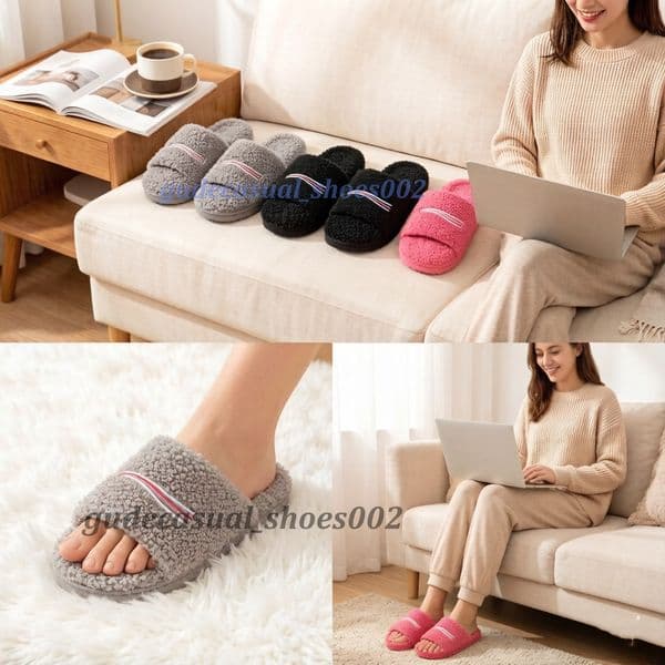 Designer Women Fur Slides Furry Slippers Designer Mules Fall Winter Homewear Slide Men Footwear Paris Luxury Comfortable Fuzzy Flip Flop Fluffy Wool Slippers