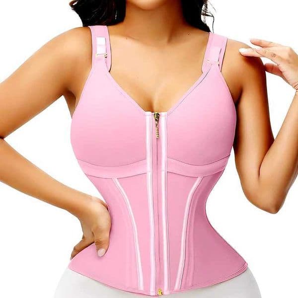 Double Compression Vest Bra Waist Corset with 17 Steel Bone Flat Belly Strap Slim Body Shaper Fajas Colombianas Girdles L260513