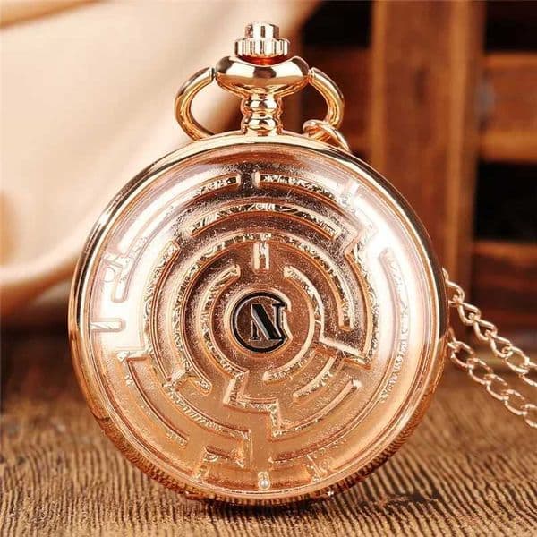 Creative Maze Game Cover Rolling Ball Design Unisex Quartz Pocket Watch Roman Number Compass Dial Necklace Pendant Chain H260514