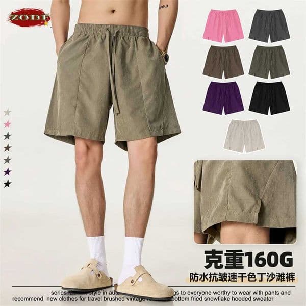 ZODF Trendy Men Summer 160gsm Shorts Unisex High Street Waterproof Quick Dry Sport Beach Shorts Streetwears HY1027T260514