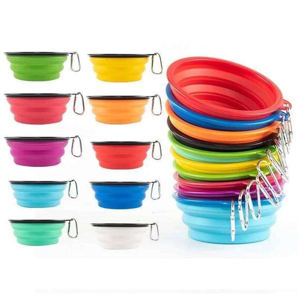 1000ml Large Collapsible Dog Pet Folding Silicone Outdoor Travel Portable Puppy Food Container Feeder Dish Bowl 26Y0514