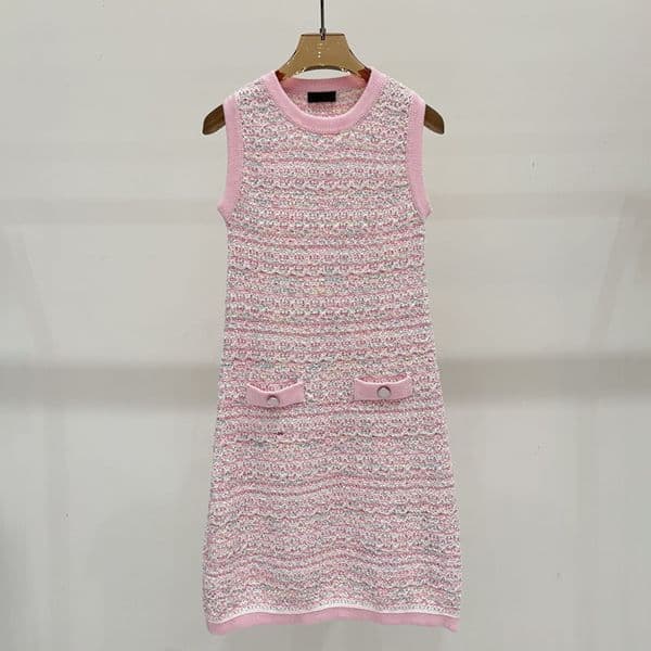 Knitted Straight Sleeveless Dress Women Designer Luxury Above Knee Skirts Summer Elegant Charming Evening Skirt