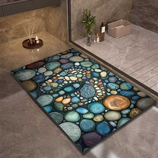 Stone Design Diatomite Bath Mat Bathroom Non-slip Shower Foot Mats Absorbent Quick Dry Toilet Rugs Carpet Doormat WashableJ260514