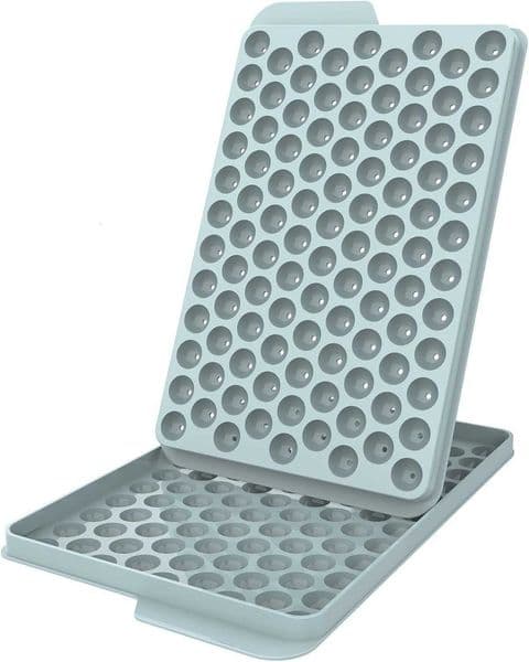 WIBIMEN Mini Ice Cube Trays 055 Tiny Pebble Ice for Iced Coffee Cocktails Fast Chill Easy Twist Release Stackable with Lid Storage Bin 2 Pack Blue