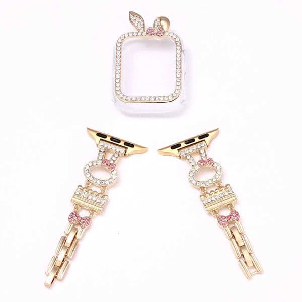 Rabbit diamond-studded strap/case for Watch band 40/41/44/45mm Cute Ladies Fashion Iwatch Series SE 8 9 7-1 Ultra strap X260514