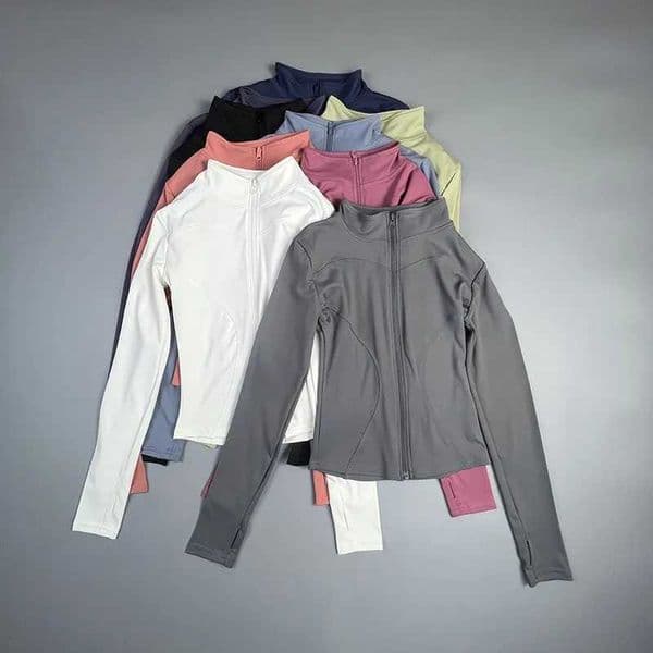 5 New Yoga Coat Short Sports Jacket WOMENS Fitness Clothes Slimming Body Sculpting Zipper Yoga Jacket C260514