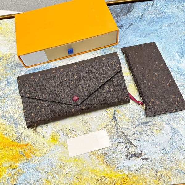 Designer Luxury Classic Monogram Series Women's Envelope Long Wallet High Quality Coated Canvas Gold Hardware Snap Button Multi Card Slot Card Holder