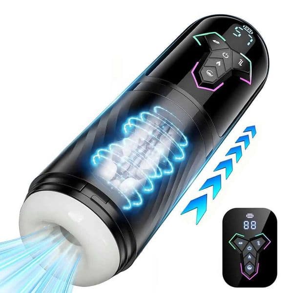 Automatic Piston Telesic Heated Male Masturbator Cup with 10 Vibrations and 5 Suction Modes Penis Pump LCD Sex Toys for Men L2605142