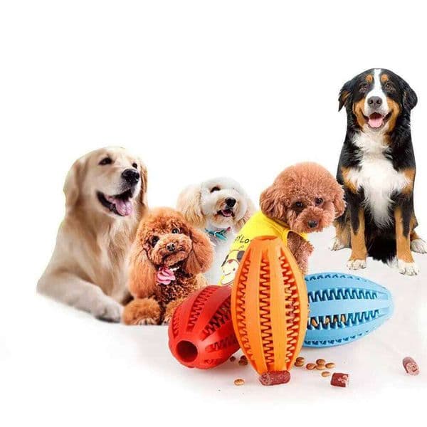 Dog Teeth Cleaning Toy, Interactive Food Dispensing Puppy Chewing Durable Rubber Treat Ball for Small Medium Large Dogs 26W0514