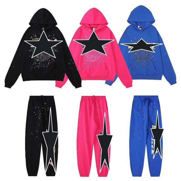 Popular Spider Hoodie Trendy Brand Hooded Sportswear Set Engraved Diamond Luxurious Embroidery Y2K Cotton Breathable Hip-hop Style