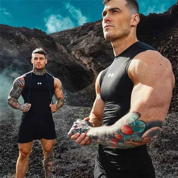 Mens Compression Shirt Summer Running Vests Quick-drying Sports Sleeveless T-shirt Tight Basketball Gym Fitness Clothing T260514