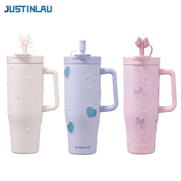 JUSTINLAU Stainless Steel Thermos Cup1200ML Large capacity Vacuum Flasks with Straw Pearl Keep HotCold Outdoor Travel Car CupsT260514