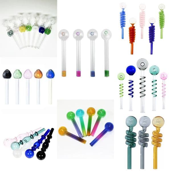 Oil Burner Glass Pipe Premium Assorted Colored Pyrex Glass Pipe Oil Burner Pipe Smoking Accessories Attachment