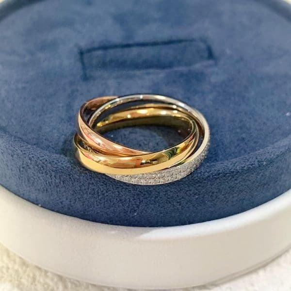 Luxury Designer Ring Men Women Band Ring 18K Gold Plated Ring with Diamond Classic Trinity Style Triple Ring Couple Ring Jewelry Gift