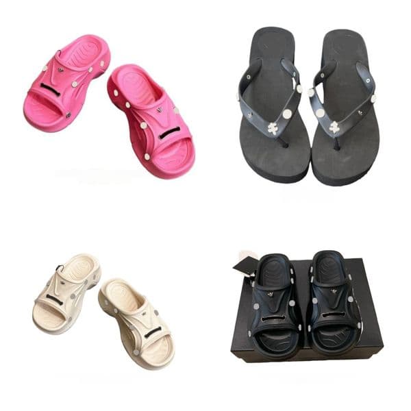 Women's summer pink beach outdoor recreation shoes Luxury Shower Room anti-slip and wear-resistant rubber slippers Designer genuine leather chrome travel Sandals