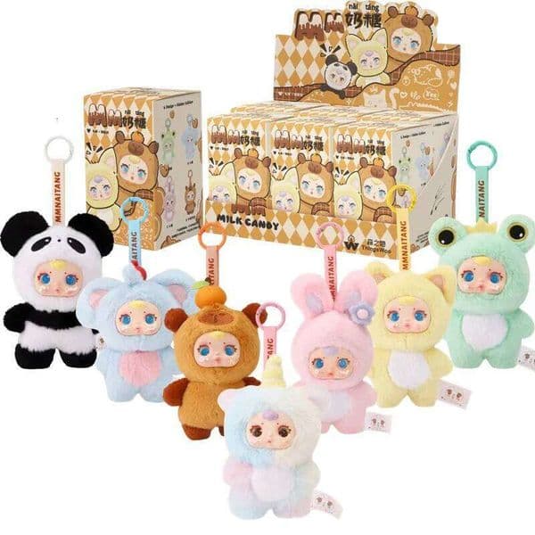 New Cute Milk Candy Capybara Elephantidae Panda Anime Figure Plush Pendant Backpack Decor Blind Box Surprise Toys Birthday Gifts 26L0514