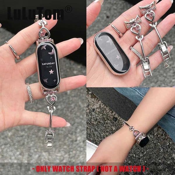 Strap For Mi B0 9 8 Pro Watchband For Miband 8Pro 9 Pro Luxury Diamond Fashion Love Bracelet WristbandJ260514