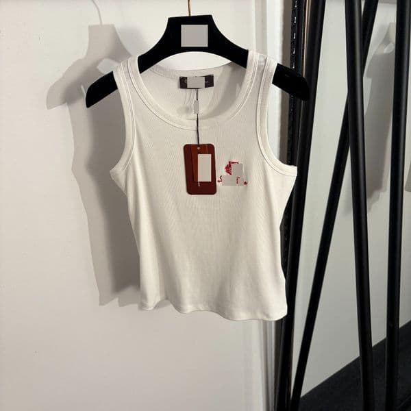 Shenzhen high-end foreign trade stylish sexy women's new letter logo embroidered ribbed slim-fit tank top