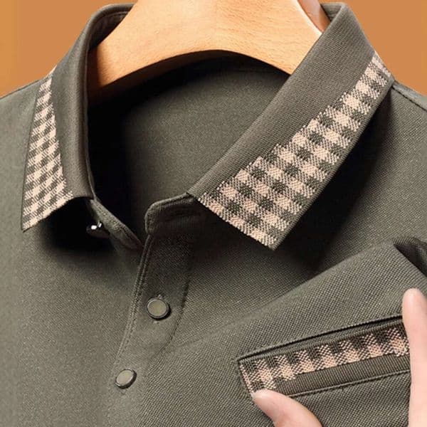 Spring Men's Long-Sleeve T-Shirt, Turn-Down Collar Polo Shirt, Casual Cotton Base Shirt With Real Pockets For Middle-Aged Men