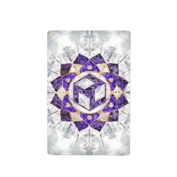 Antahkarana Suitable for Lotus Mandala - Amethyst and Pearl Art Long Metal Sign Home Decor Living Room Bedroom Office Bar De C260514