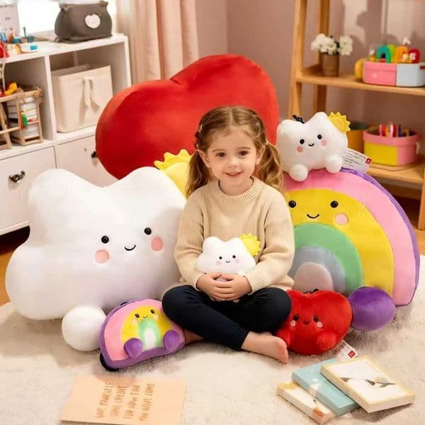 Adorable Cloud Rainbow Plush Toy Heart-Shaped Plush Cushion Pillow and Cute Little Keychain Any Cozy Space L260514