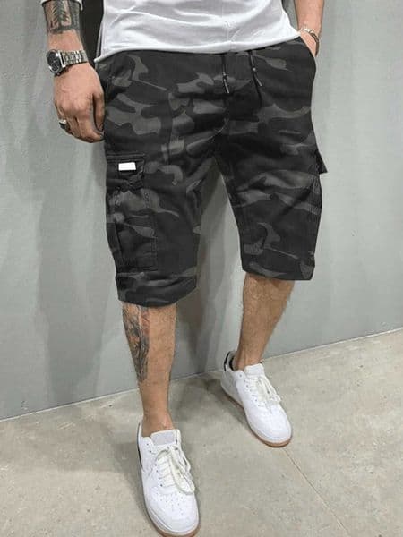 Mens Camouflage Cargo Shorts Casual Multi-Pocket Drawstring Waist Summer Outdoor Wear Z260514