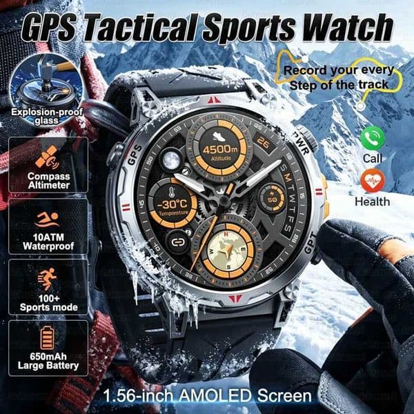 2026 New GPS Smart Watch Men Cpass 10ATM Waterproof Fitness tracking Call Military Sports Smartwatch For Android IOSJ260514