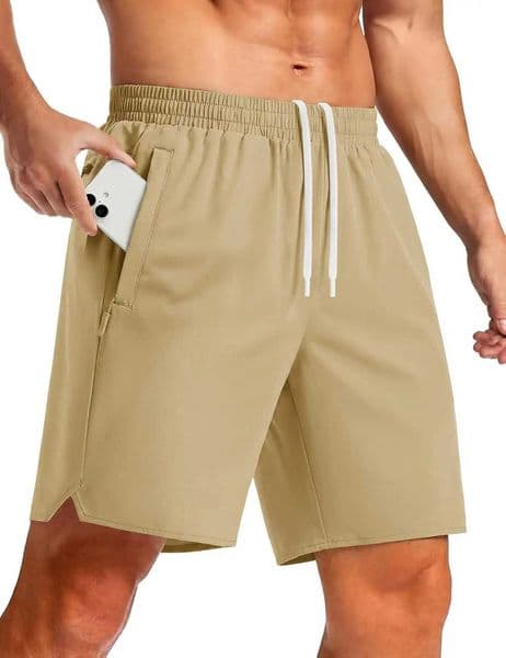 Mens Athletic Workout Shorts with Zipper Pockets 7 Quick Dry Gym Running Shorts Summer Casual Hiking Z260514