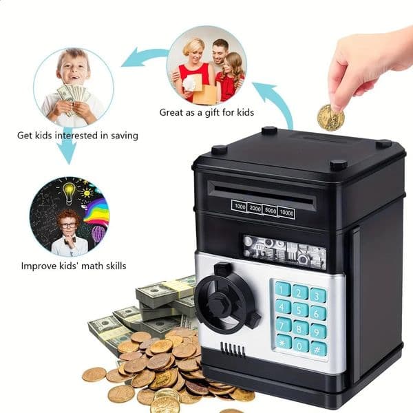 Luxury Designer Decor Electronic Piggy Automatic Mini Safe Coins Cash Saving Money Box Password Counter room Code Key Lock Coin Bank ATM Chi 10