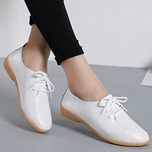 Ddmysports New Spring Summer Foreign Trade Two Layer Cowhide Printed Flat Women S Shoes Comfortable Casual For Mothers Outdoor Shoes
