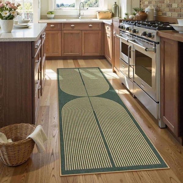 VIKAMA Simple Retro Line Long Corridor Washable Kitchen Laundry Room Carpets, And Home Decorations W260514