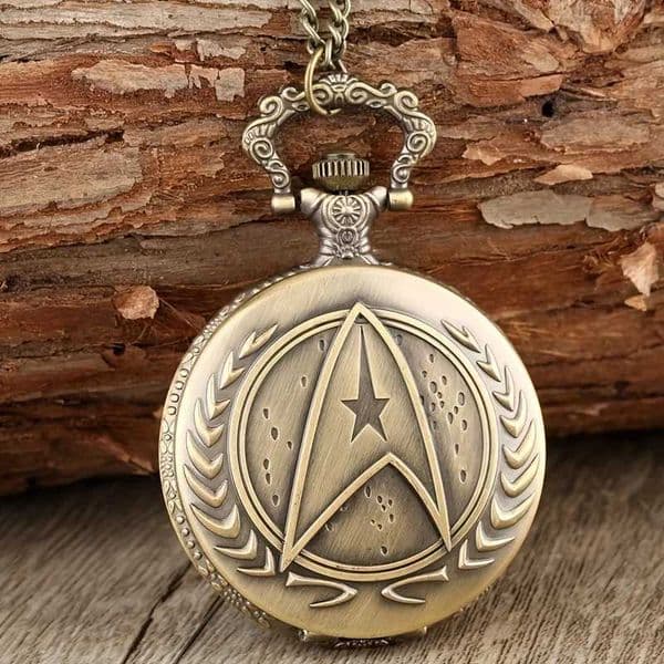 1pc Vintage Shield Pentagram Design Quartz Pocket Watch H260514