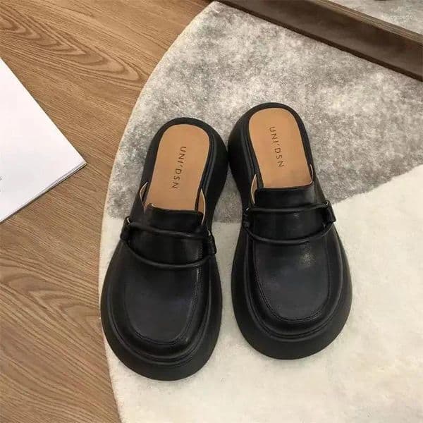 Slippers Fashion Retro Large Head Women's Thick Bottom Bag Half Vulcanized Shoes