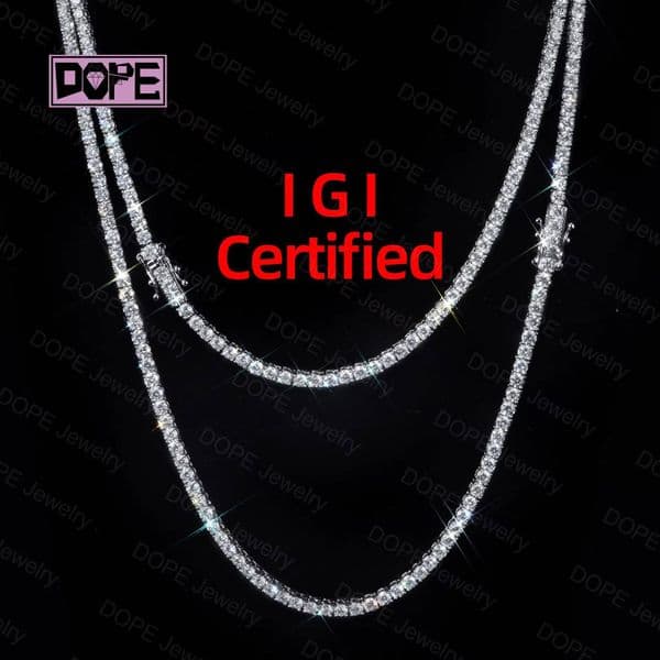 IGI Certified 2mm Lab Grown Diamond Jewelry Tennis Necklace Bracelet 925 Silver CVD VVS Tennis Chain