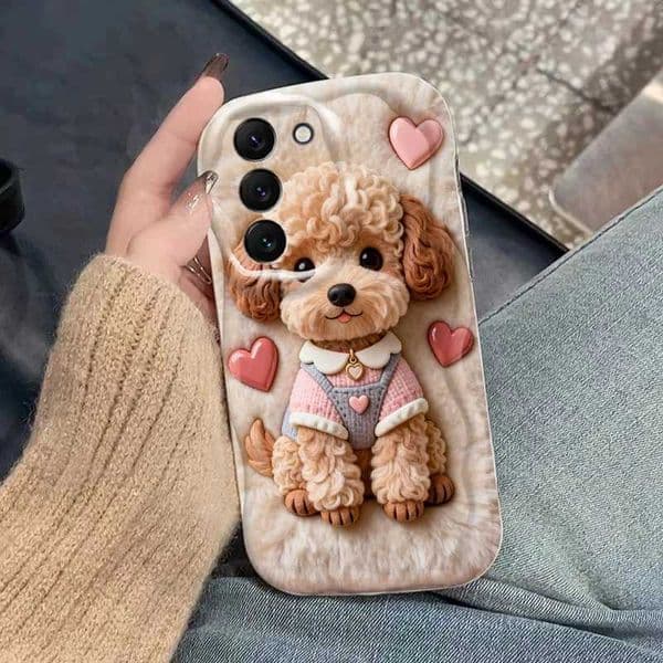 Relief Cartoon Teddy Dog Print Phone Case For S26 Ultra Cases Galaxy S25 S24 Plus S23 S22 S21 A16 A36 A56 A55 A54 Cover Z260514