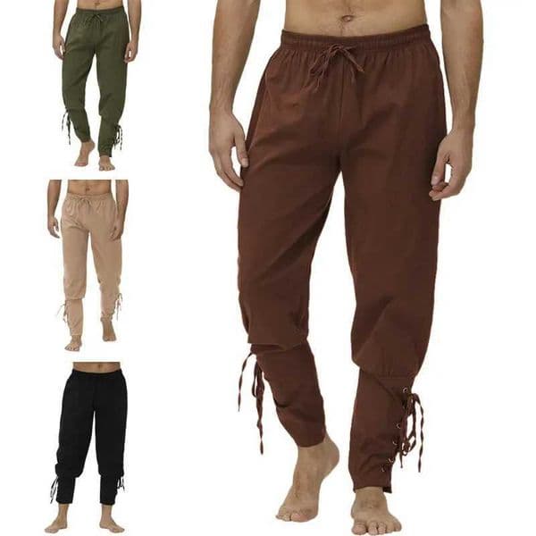 Pirate Pant Viking Costume for Men Renaissance Medieval Pants Drawstring Shorts Halloween Costume Adult Cosplay C260515