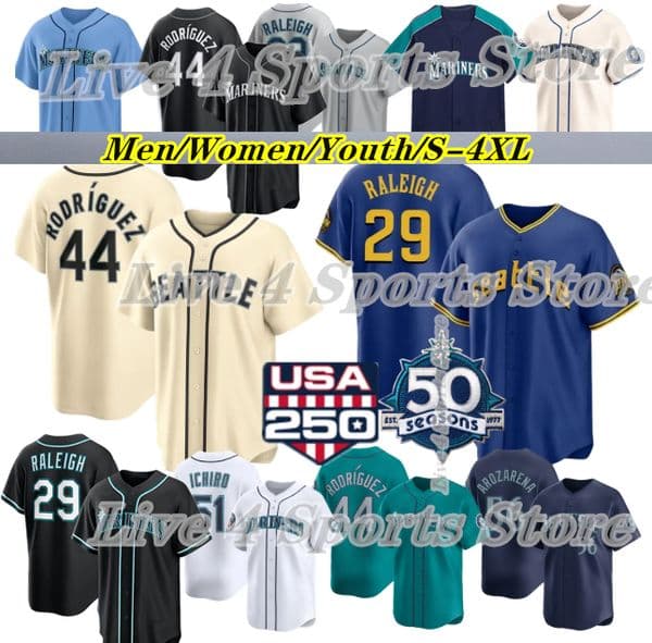 Julio Rodriguez Randy Arozarena Mariners Baseball Jersey Cal Raleigh Josh Naylor ColeYoung J.P. Crawford Luke Raley George Kirby Bryan Woo Leo Rivas Brendan Donovan