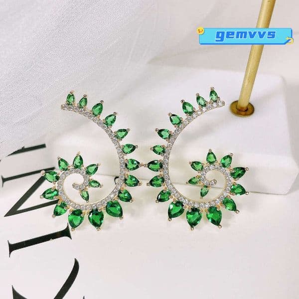 Unique Fashionable Geometric Colorful Spiral European And American Micro-Inlaid Moissanite Earrings Trendy Jewelry Factory Wholesale Jewelry