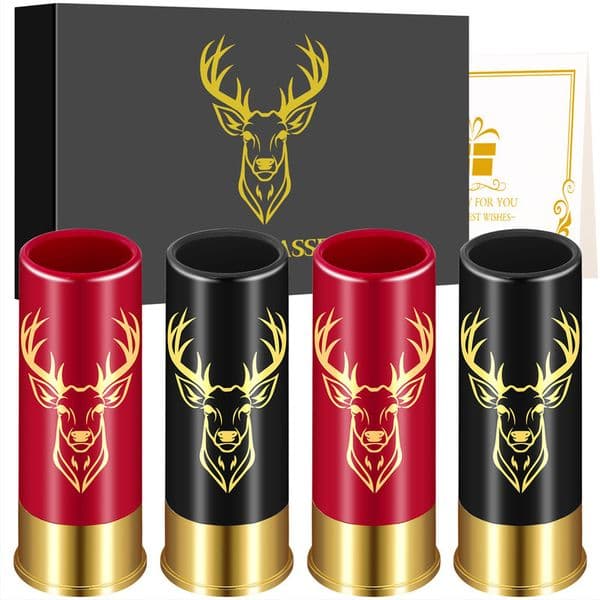 4pcsSet Small Wine Cup Gift Box Creative Deer Head Pattern Plastic 12 GA S Glasses Wedding Party Drinkware Cup Gift 260508
