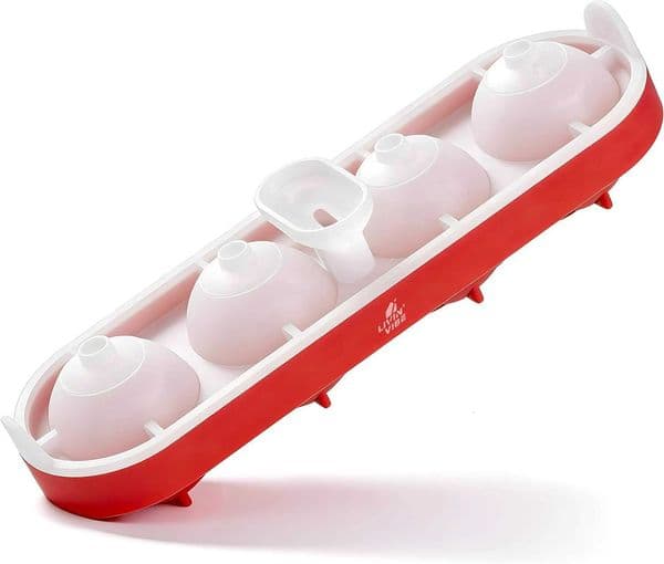 Silicone Ice Ball Freezer Tray with Lid 4 Large Ice Spheres OnePieceF unnelD esignF lexibleS iliconeI ceM oldf orC ocktailsW hiskeyI cedC offeeE verydayD rinksB PAF r