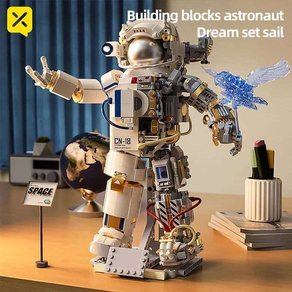 Astronaut Building Blocks Spaceman DIY Brick Toy Decor Metal Parts Educational Construction Kit for Kids Adults Space Theme Gift