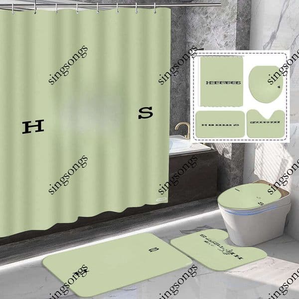 Designer Shower Curtain Bathroom Sets Set Waterproof Washroom Bath h Curtains Lid Toilet Cover Mat