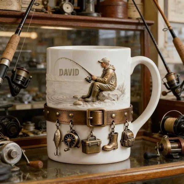 Fishing Mug Fisherman Ceramic Cup Gift for Anglers Outdoor MenJ260515