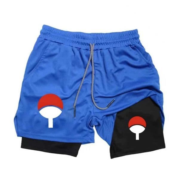 Pantalones cortos de doble capa de Naruto Anime para hombre pantalones cortos deportivos con estampado para entrenamiento en e L260515