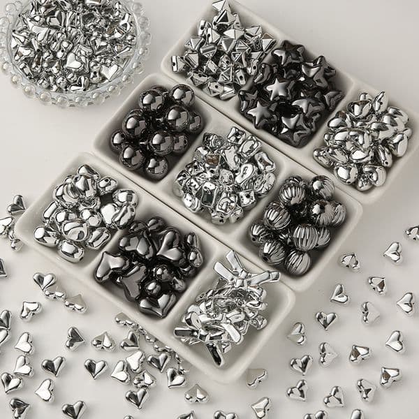 20pcs Korean-Style Star, Bow, Heart, Irregular-Shaped DIY Handmade Acrylic For Phone Chains, Bracelets, Hair Accessories, And Loose Beads