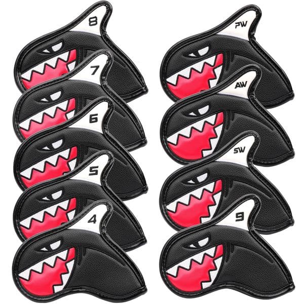 White Black Sea Shark Golf Irons Head Covers PU Leather Golf Clubs Iron Set Headcover 4-9PAS for Man Women 260512