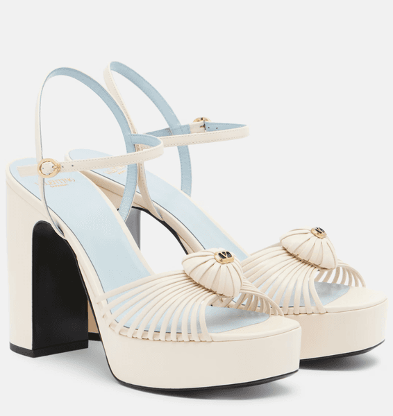 Luxuxry Brand Coeur Royal 115 Leather Platform Sandals Heart-shaped Hardware Buckle-fastening Ankle Strap Block Heel Lady Party Dress Gladiator Sandalias EU35-43